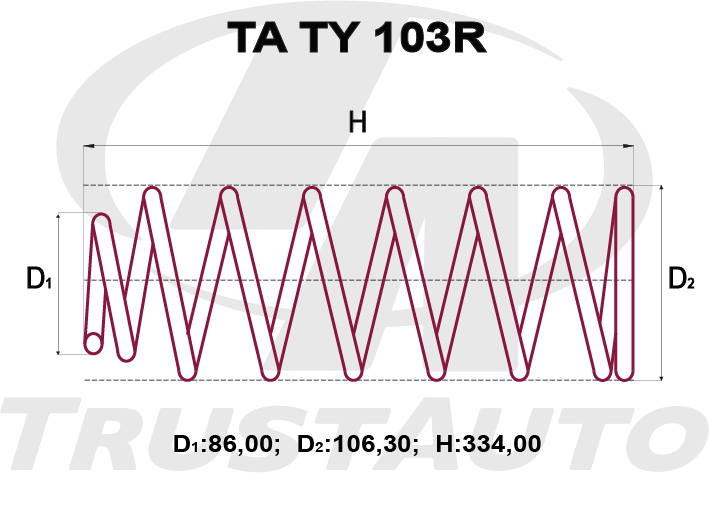 Пружина подвески усиленная (TA)  ANE10G ZNE10G (03-09) 48231-68010 TRUSTAUTO TATY103R